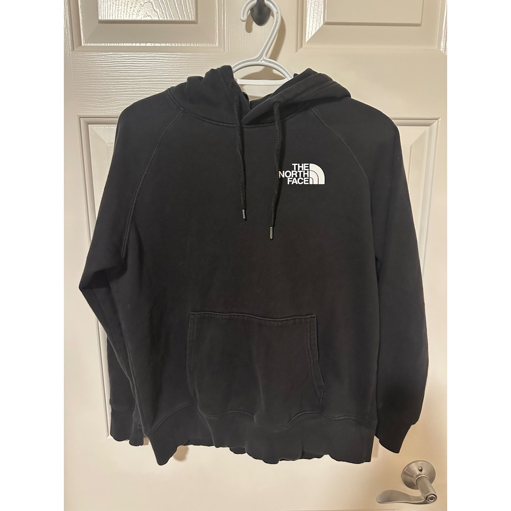 The North Face Hoodie Womens M Black Never Stop Exploring Graphic Pullover Logo